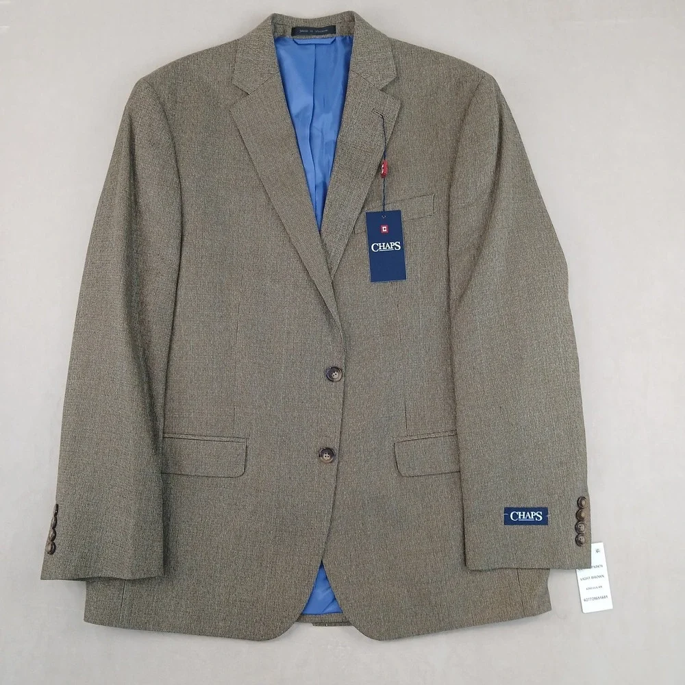 Chaps 42R‎ Mens Blazer Sport Coat Jacket NWT Brown 21x30 FLAW